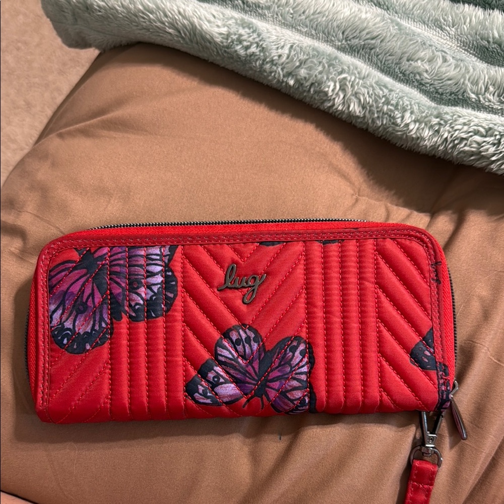 Lug Straddle Wallet in butterfly poppy